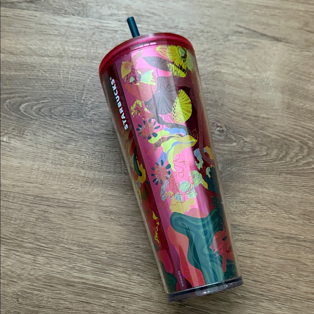 Starbucks Pink and Gold Floral Tumbler